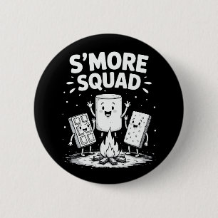 S'mores-team Camping Kampvuur Schattig Marshmallow Ronde Button 5,7 Cm