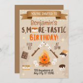 S'mores Uitnodiging voor kinderverjaardagsfeestje (Voorkant / Achterkant)