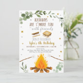 S'mores Verjaardag Camping Kamperen Bonfire Rustie Kaart (Staand voorkant)