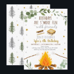 S'mores Verjaardag Camping Kamperen Bonfire Rustie Kaart<br><div class="desc">Deze schattige uitnodiging is voorzien van de mores van onze hand en illustraties van het kampvuur met waterverf greenery accenten.</div>