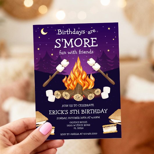 S'mores Verjaardagsfeest S'mores Camping Verjaarda Kaart
