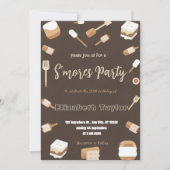 S'mores verjaardagsfeest uitnodiging – Knus kampvu (Voorkant)