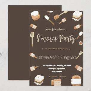 S'mores verjaardagsfeest uitnodiging – Knus kampvu