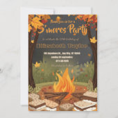 S'mores verjaardagsfeest uitnodiging – Knus kampvu (Voorkant)