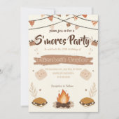 S'mores verjaardagsfeest uitnodiging – Knus kampvu (Voorkant)