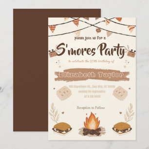 S'mores verjaardagsfeest uitnodiging – Knus kampvu