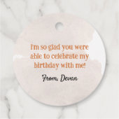 S'mores verjaardagsfeestje bedankjes labels (Achterkant)