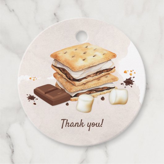 S'mores verjaardagsfeestje bedankjes labels (Voorkant)