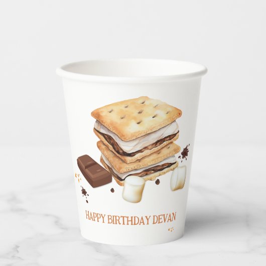 S'mores verjaardagsfeestje papieren bekers (Voorkant)
