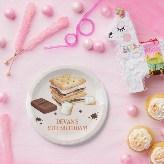 S'mores verjaardagsfeestje papieren bordje (Feest)