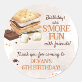 S'mores verjaardagsfeestje ronde sticker (Voorkant)