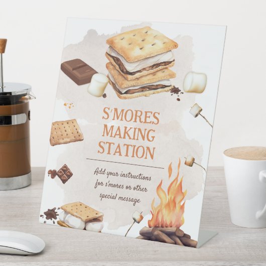 S'mores verjaardagsfeestje voetstuk teken reclamebord met voetstuk (Insitu)