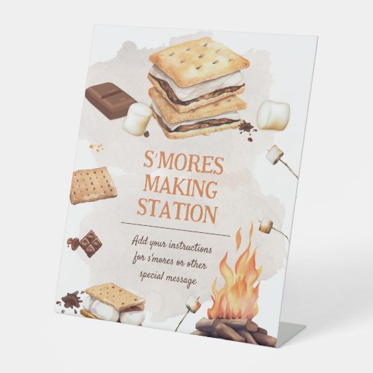 S'mores verjaardagsfeestje voetstuk teken reclamebord met voetstuk (Voorkant)
