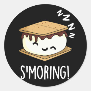 Smoring Grappige Smore-grapjes Donkere achtergrond Ronde Sticker