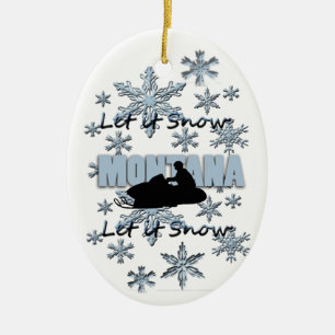 Smowmobile laat het Snow Montana kerstsierra Keramisch Ornament