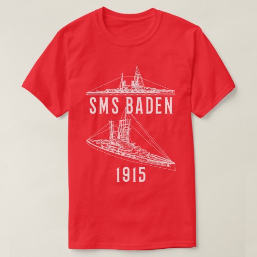 SMS Baden Duits 1915 WW1 Zeeslag Blauwdruk Dia T-shirt (Design voorkant)