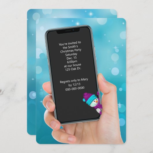 Sms-bericht tijdens kerstfeest kaart (Voorkant / Achterkant)