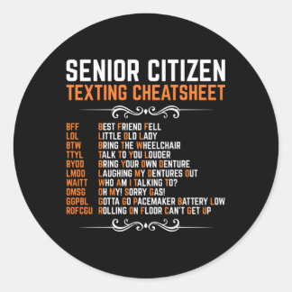 Sms-code voor senioren Cheatsheet opa Ronde Sticker