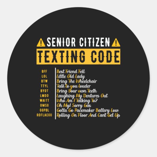 Sms-code voor senioren  opa cadeau ronde sticker (Voorkant)