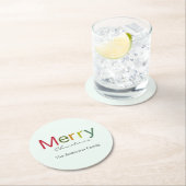 Sms-familie met fijne kerst ronde kartonnen onderzetter (Insitu)