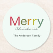 Sms-familie met fijne kerst ronde kartonnen onderzetter (Voorkant)