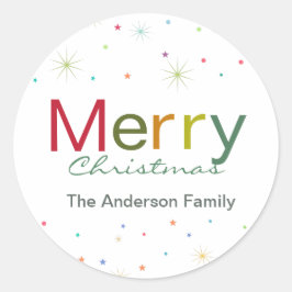 Sms-familie met fijne kerst ronde sticker