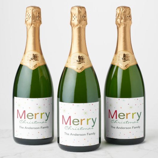Sms-familie met fijne kerst sparkling wijnetiket (Flessen)