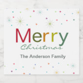 Sms-familie met fijne kerst sparkling wijnetiket (Enkel label)