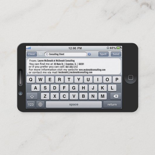 sms iphone sjabloon visitekaartje (Voorkant)