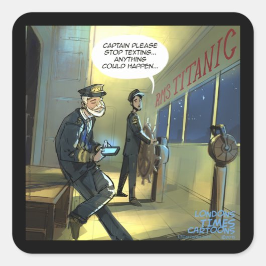 Sms niet en Titanic Grappig Vierkante Sticker (Voorkant)