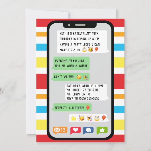 Sms-wedstrijd uitnodiging van de Birthday, Teenage (Voorkant)