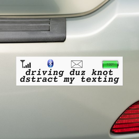 Sms'en en rijden bumpersticker (Op auto)