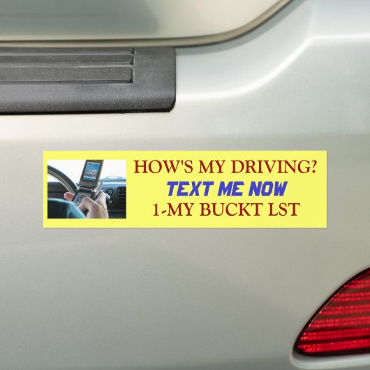 Sms'en, HOE IS MIJN RIJDEN? Bumpersticker (Op auto)