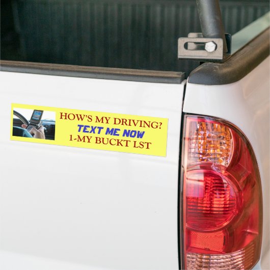 Sms'en, HOE IS MIJN RIJDEN? Bumpersticker (Op Truck)