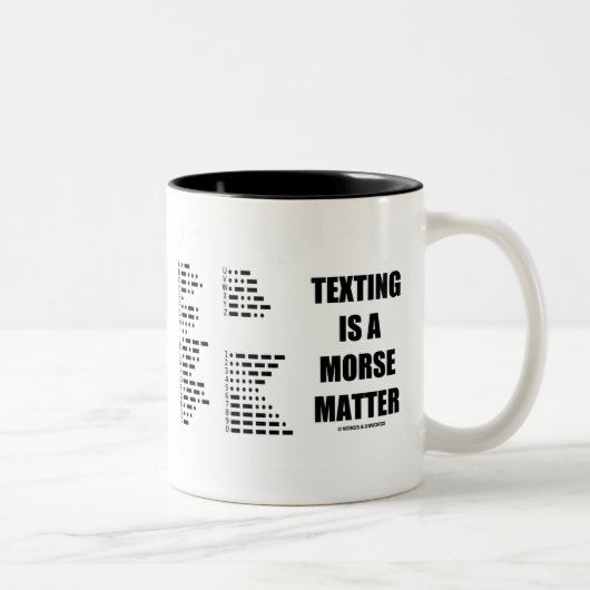 Sms'en is een morse zaak (morse code) tweekleurige koffiemok (Rechts)