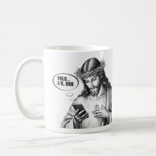 Sms'en met Jezus - JK YOLO BRB Koffiemok