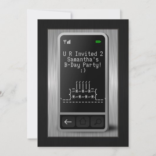 Sms'en Mobiele Telefoon Tiener Verjaardagsfeestuit Kaart (Voorkant)