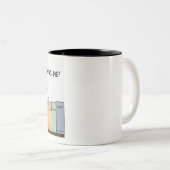 Sms'en op de boekenplank zwart tweekleurige koffiemok (Voorkant rechts)