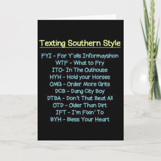 SMS'EN "SOUTHERN STYLE" MET "LOVE" FEESTDAGEN KAART (Voorkant)