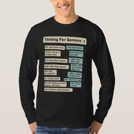 Sms'en voor Senior Texting Code T-shirt (Voorkant)