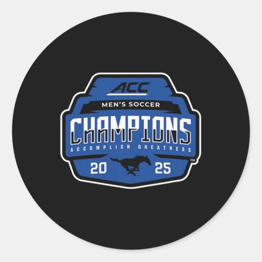 Smu Mustangs Acc Champs 2025 Men's Soccer _1  Ronde Sticker (Voorkant)