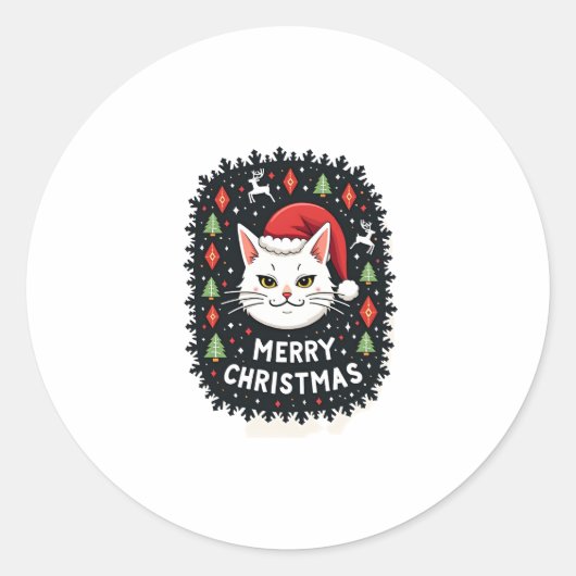 Smudge Cat Ugly Christmas Sweater (2) Ronde Sticker (Voorkant)