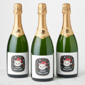 Smudge Cat Ugly Christmas Sweater (2) Sparkling Wijnetiket (Flessen)