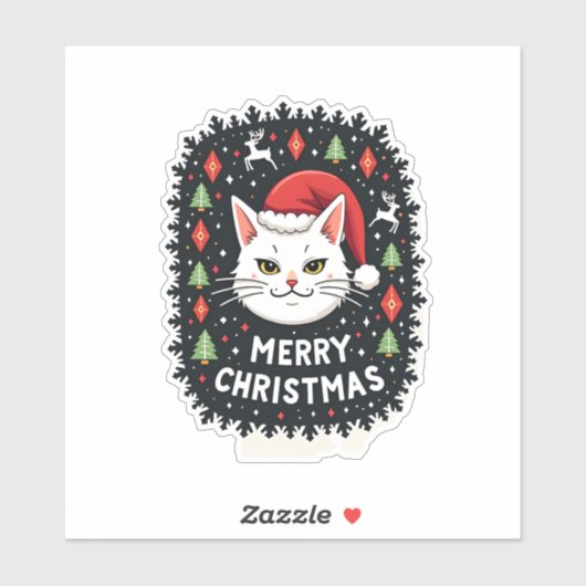 Smudge Cat Ugly Christmas Sweater (2) Sticker (Vel)