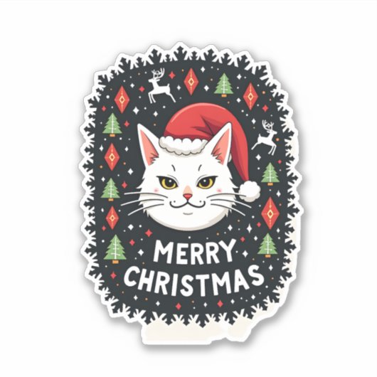Smudge Cat Ugly Christmas Sweater (2) Sticker (Voorkant)