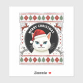 Smudge Cat Ugly Christmas Sweater (3) Sticker (Vel)
