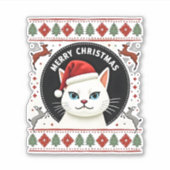 Smudge Cat Ugly Christmas Sweater (3) Sticker (Voorkant)