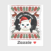 Smudge Cat Ugly Christmas Sweater (3) Sticker (Vel)