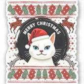 Smudge Cat Ugly Christmas Sweater (3) Sticker (Voorkant)