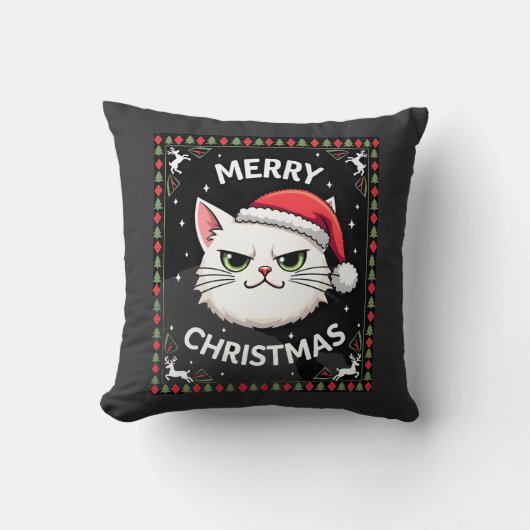Smudge Kat Lelijke Kerst Trui (1) Kussen (Voorkant)